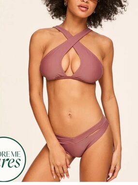 Cross-Front Mauve Bikini Set - Women Swim
